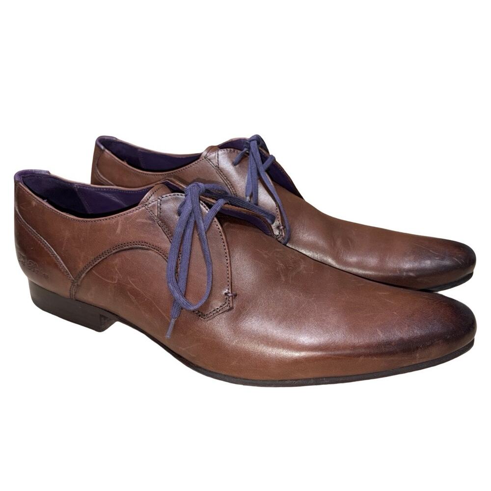 Ted Baker Martt 2 Brown Burnished Leather Derby Shoes    Size: US 11